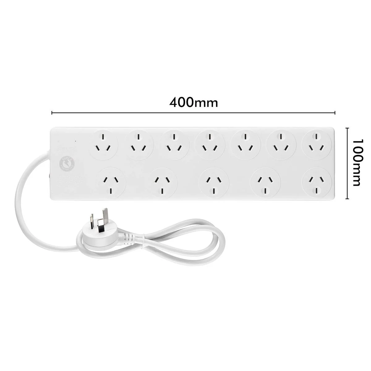 Arlec 12 Outlet Power Board 0.9m - Surge Protection - White - Image 4