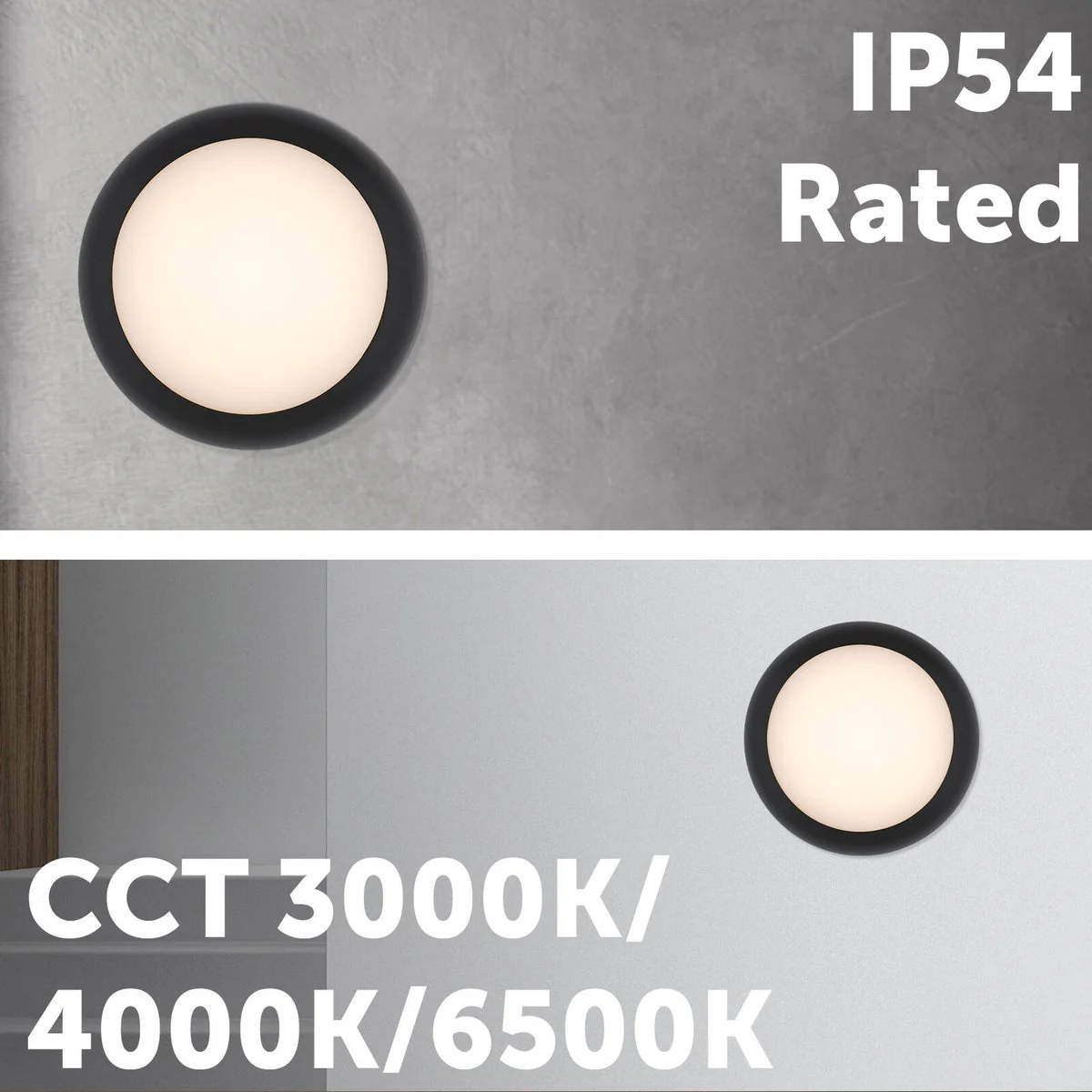 Arlec 14W Black CCT LED Dorset Round Bunker Light - 225mm - Weather Resistant - Image 4