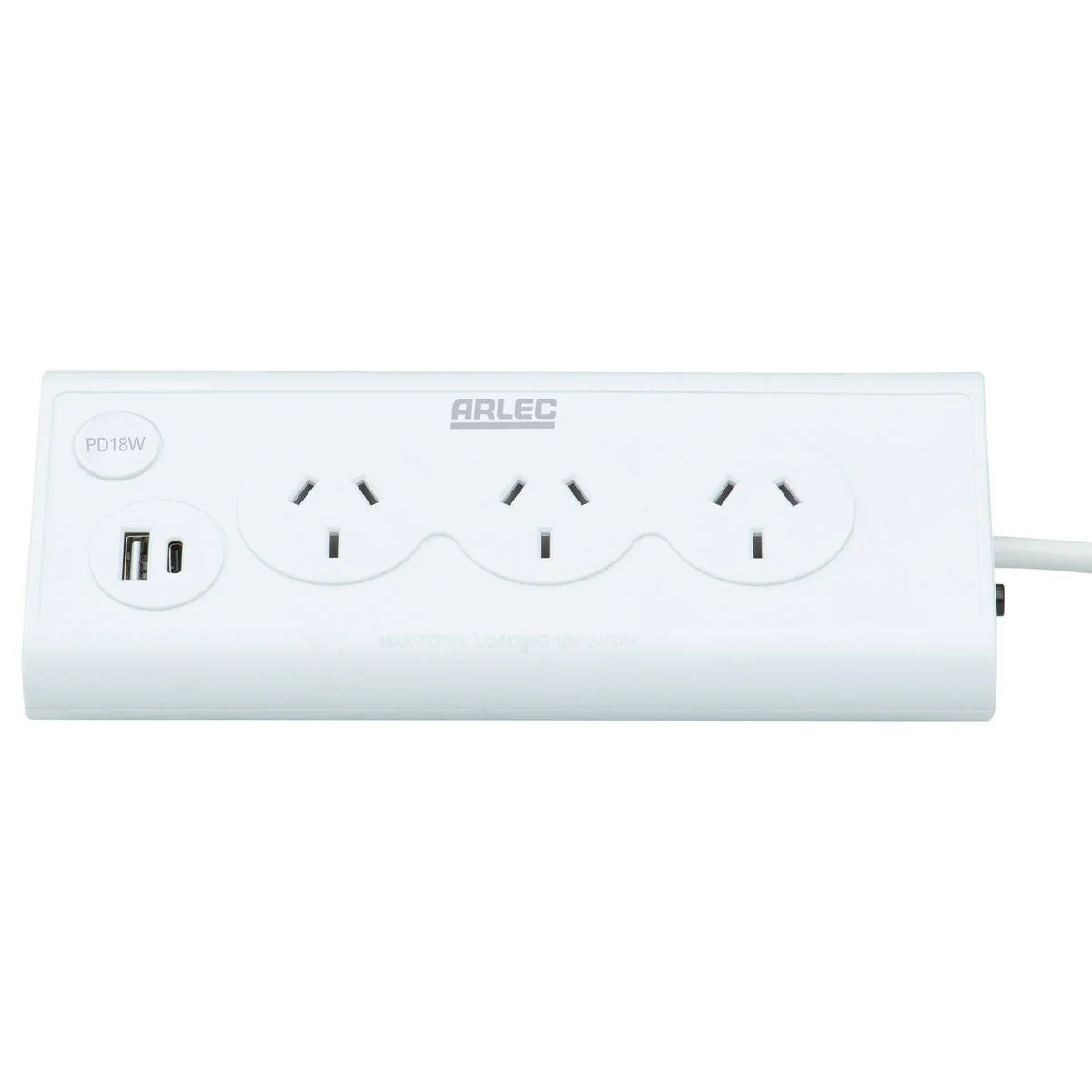 Arlec 3 Outlet Triangular Powerboard 70mm - White - Fast Charging USBs