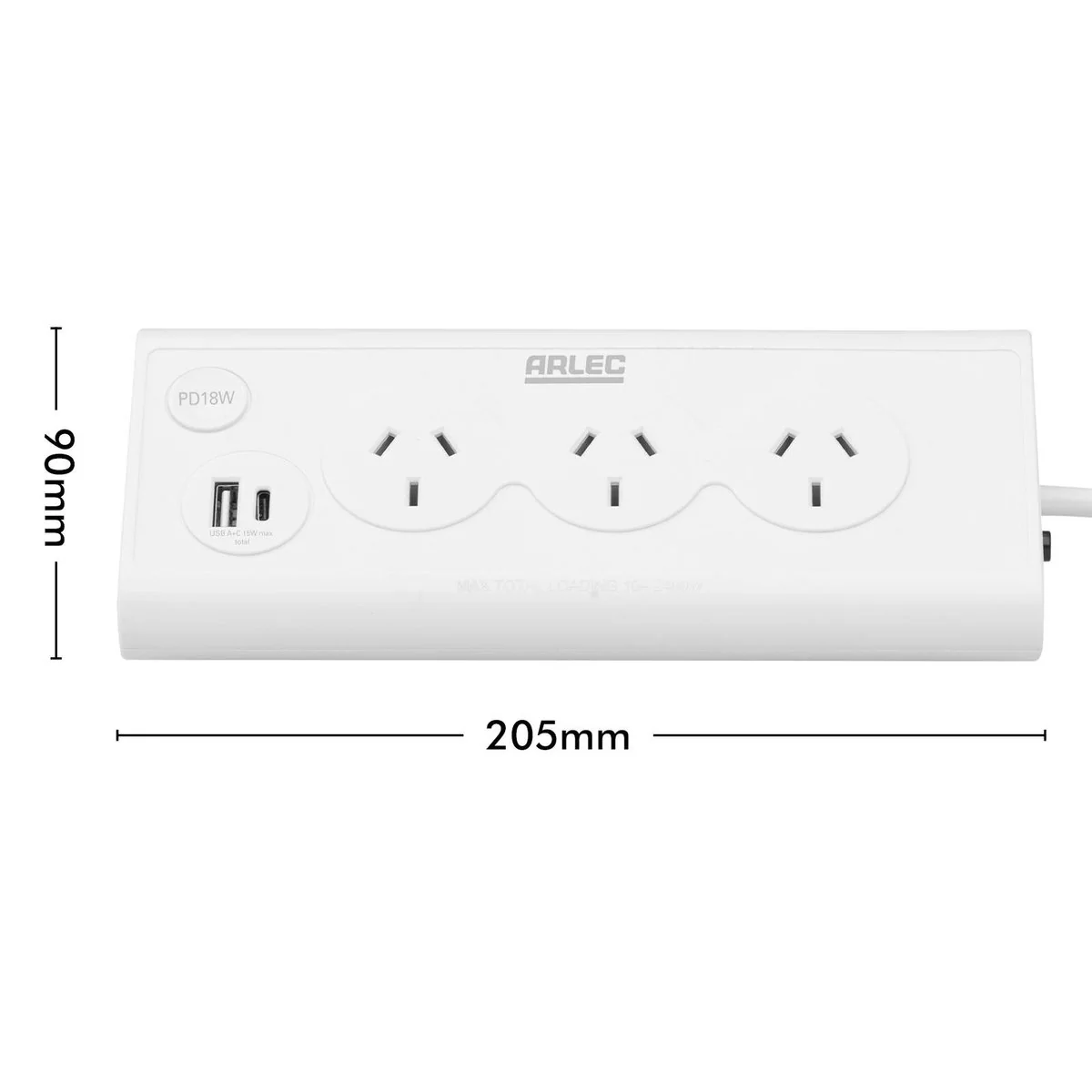 Arlec 3 Outlet Triangular Powerboard 70mm - White - Fast Charging USBs - Image 5