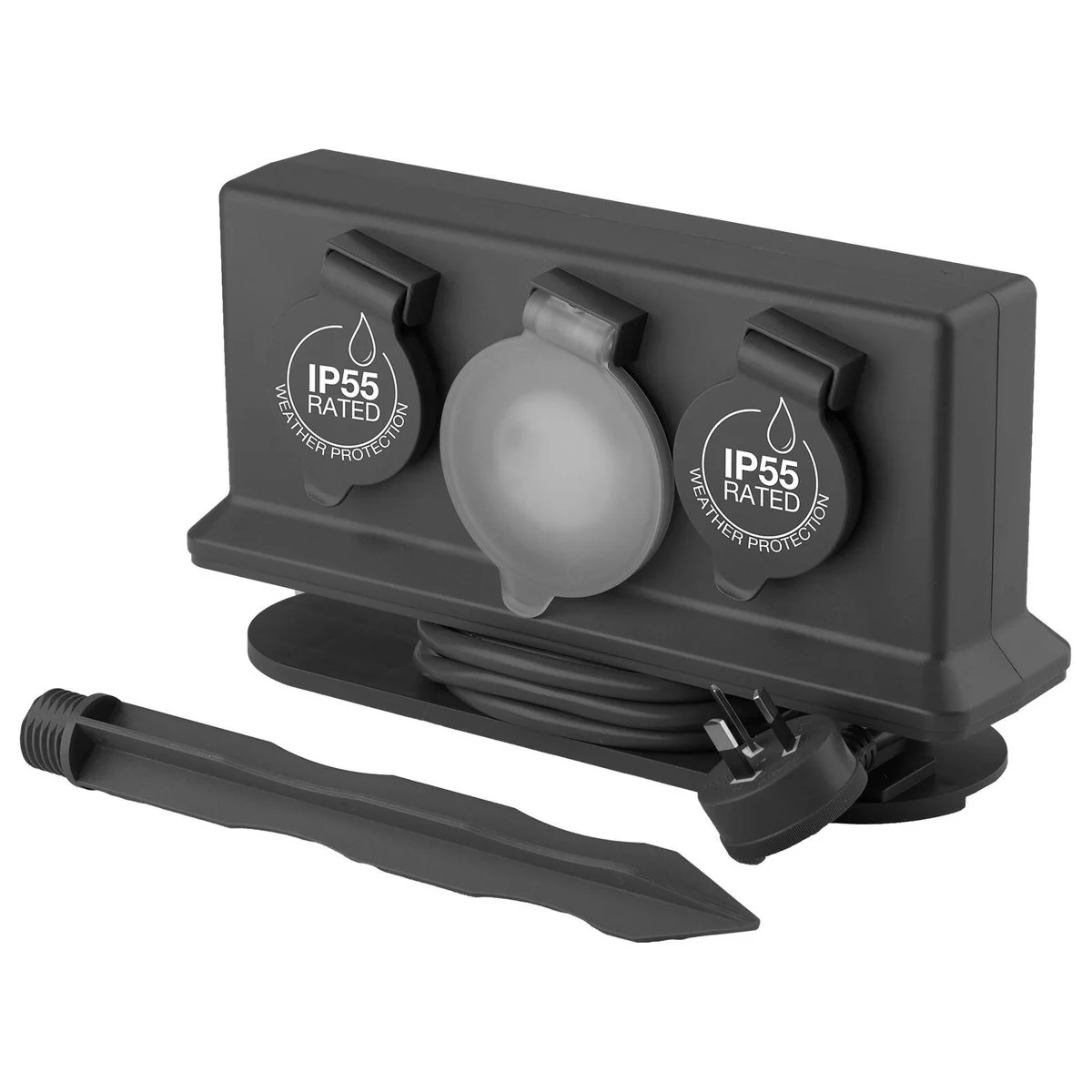 Arlec 4 Outlet Outdoor Powerboard with Timer - 1.8m - Dark Grey - Weatherproof