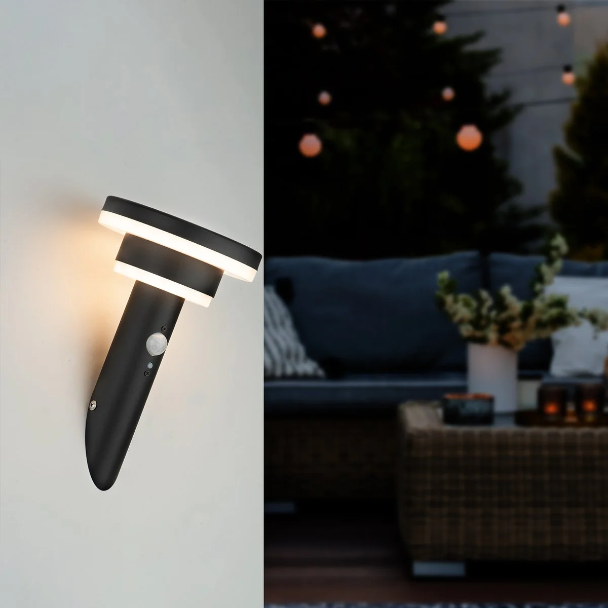 Arlec 400lm Solar LED Wall Light 26cm Black - Motion Sensor - IP44 Weatherproof - Image 4