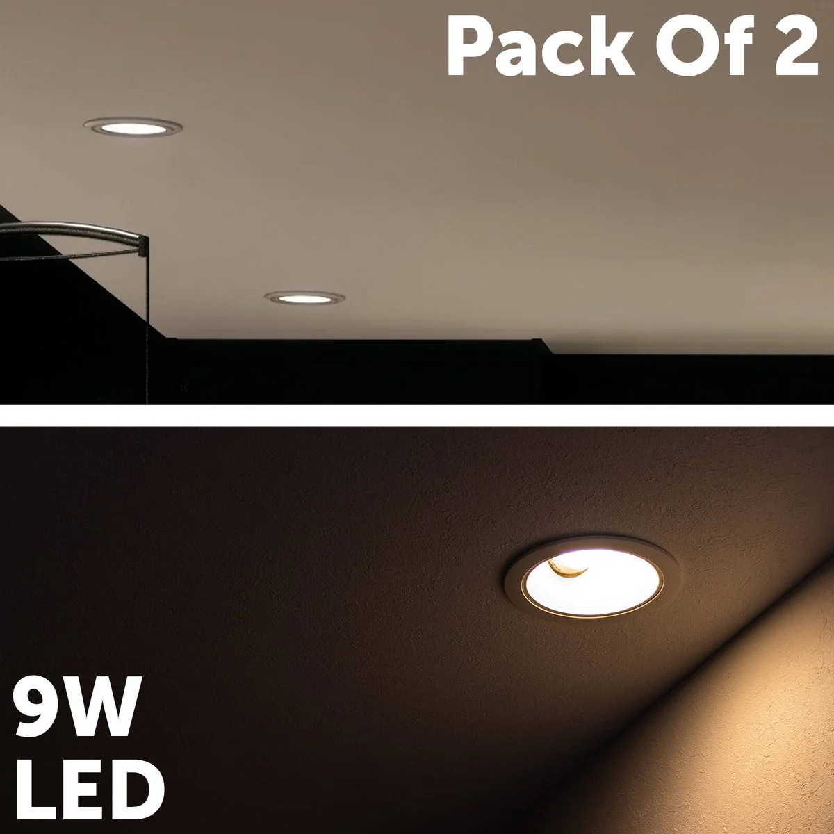 Arlec 9W Tri Colour Dimmable LED Downlight 92mm 2 Pack - Recessed Lens - Image 3