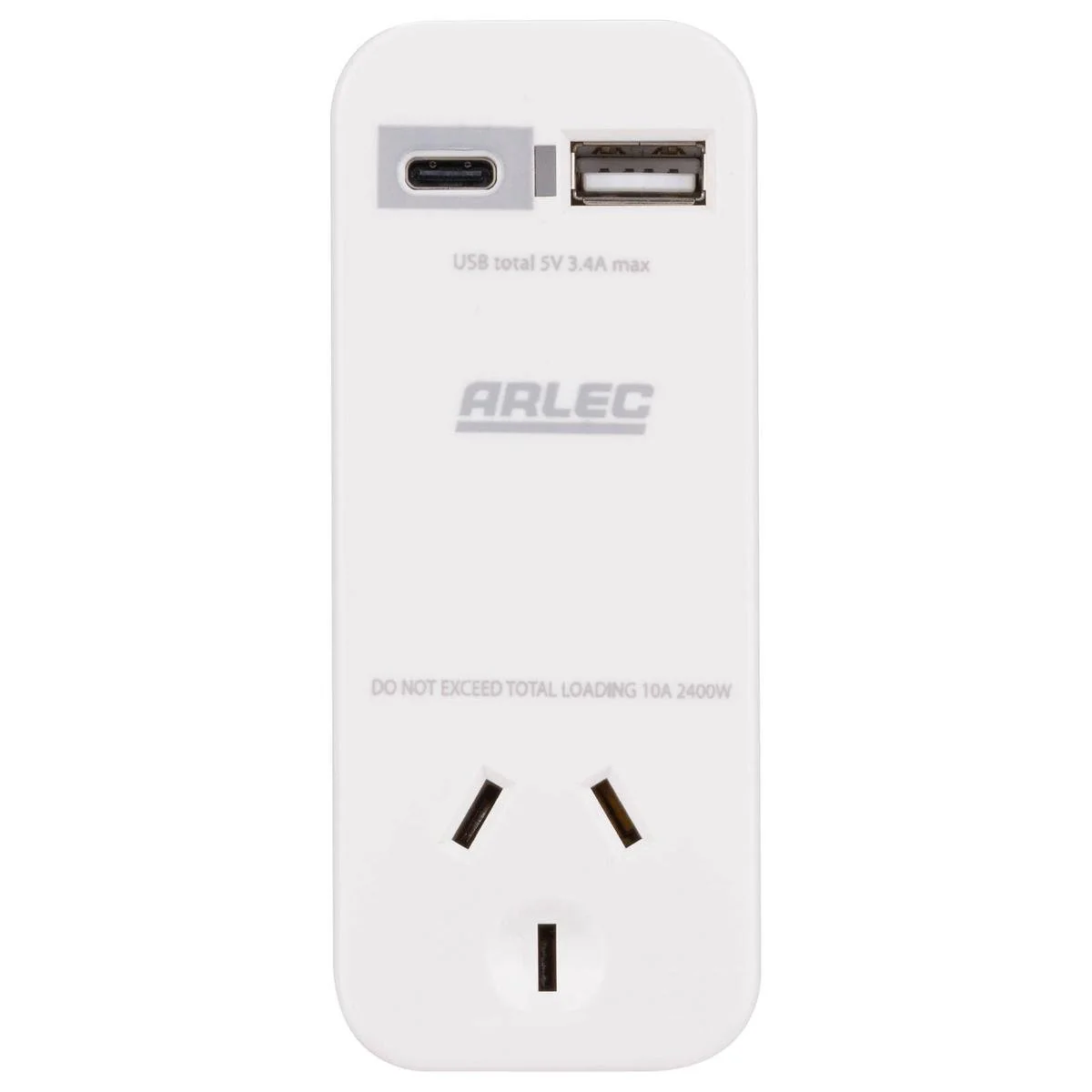 Arlec Compact Power Adapter USB 3 4A - Dual Output - 3.4A - White - Compact Design