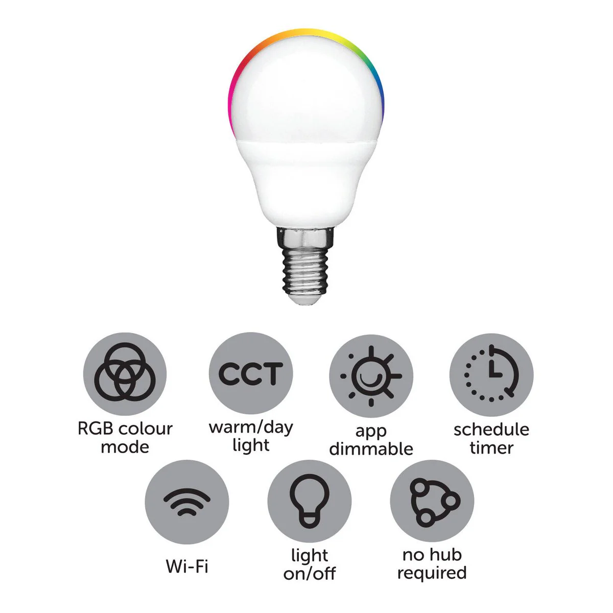 Arlec E14 LED Globe - 5.5W - 470lm - RGB Colour Changing - Smart Home - Image 5
