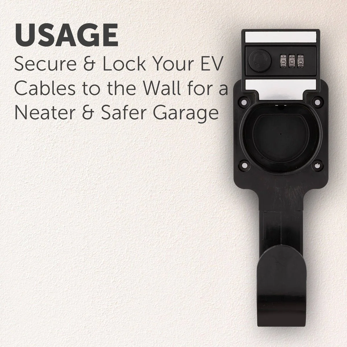 Arlec Lockable EV Charger Cable Holder - Secure Storage - 90mm x 270mm x 85mm - Image 3