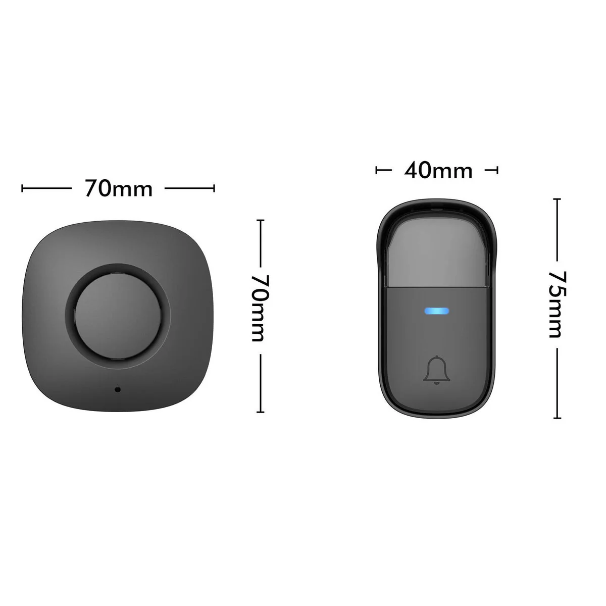 Arlec Plug in Door Chime - 150m Wireless Kinetic Push Button - Black - Battery-Free - Weatherproof - Image 4