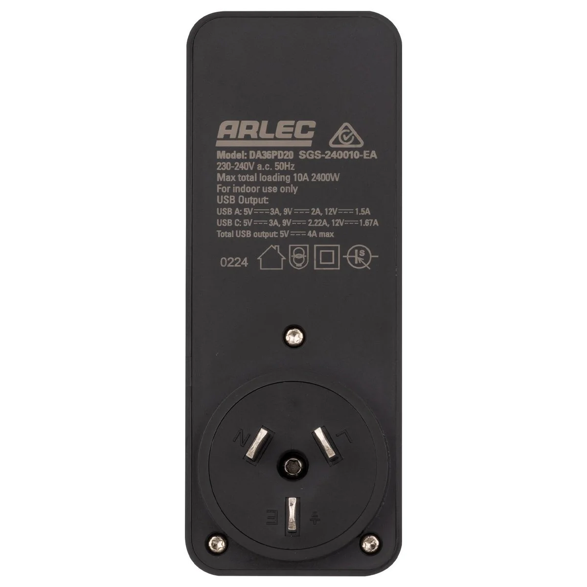 Arlec Power Adaptor PD20W USB - 180° Rotating Socket - Black - Compact Design - Image 3
