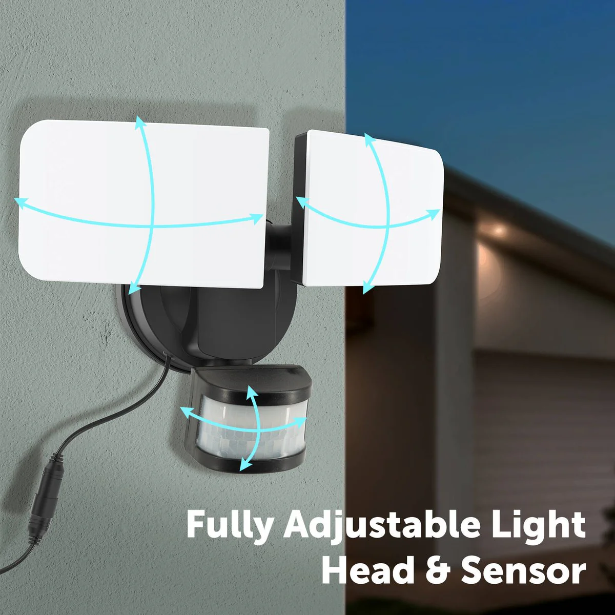 Arlec Solar Hybrid Powered Ketupa Twin Head Security Floodlight 1000 Lumens - Black - Weather Resistant - Image 4