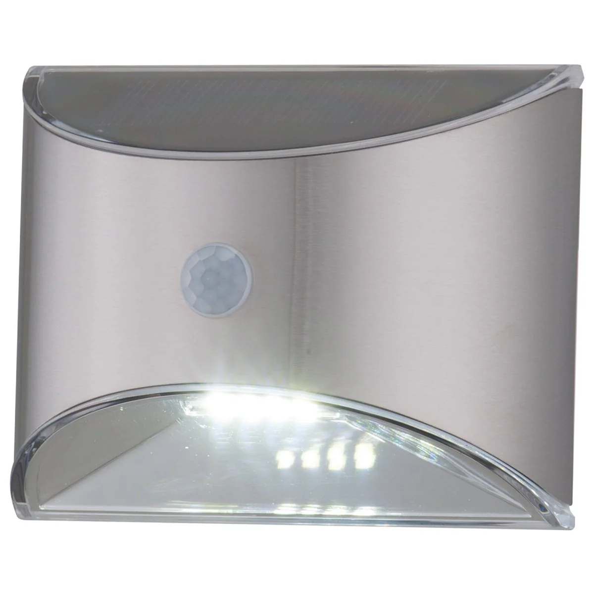 Arlec Solar Wall Light with Motion Sensor - 50 Lumens - Brushed Chrome - 100mm - Image 2