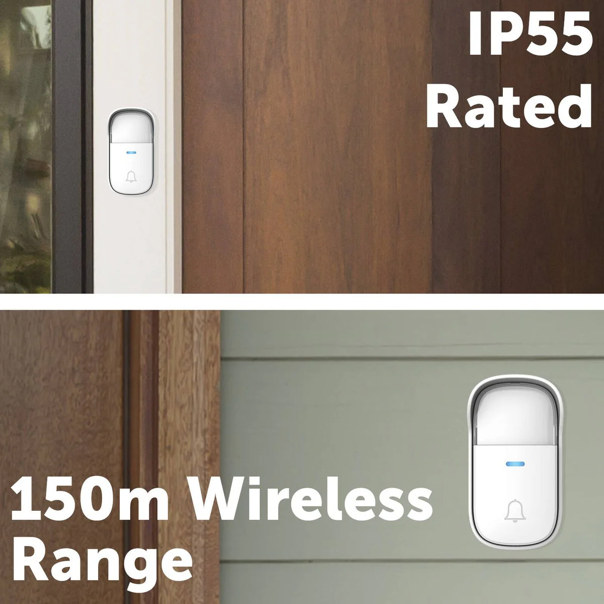 Arlec Wireless Door Chime - 150m Range - White - Kinetic Push Button - Image 2