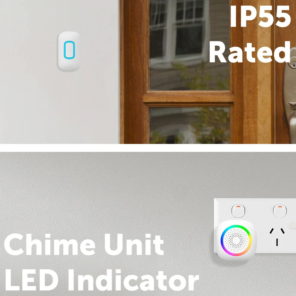 Arlec Wireless Door Chime - 200m Range - RGB - White - 60 Tones - Weatherproof - Image 2