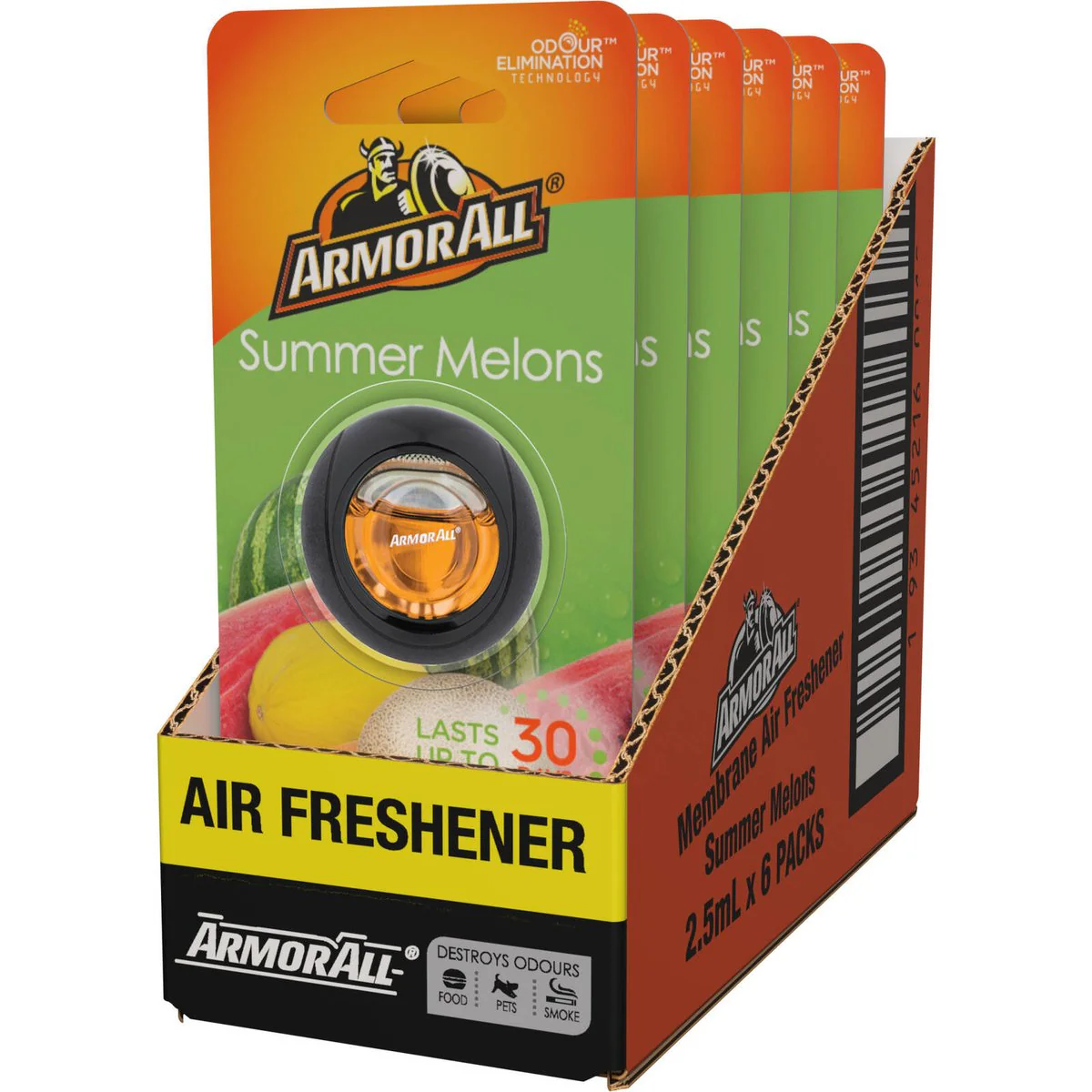 Armor All Membrane Clip Car Air Freshener - Summer Melons - 1 Pack - 76.2mm x 195mm x 32.8mm - Odour Elimination - Image 3