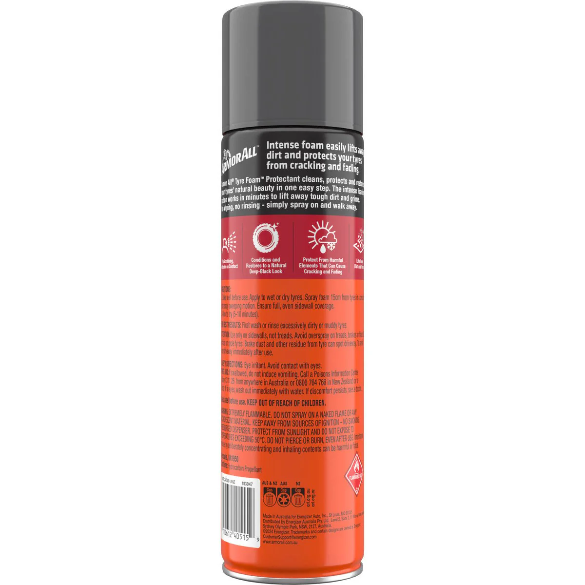 Armor All Tyre Foam 500g - Cleans, Shines & Protects - 66mm x 240mm - Image 2