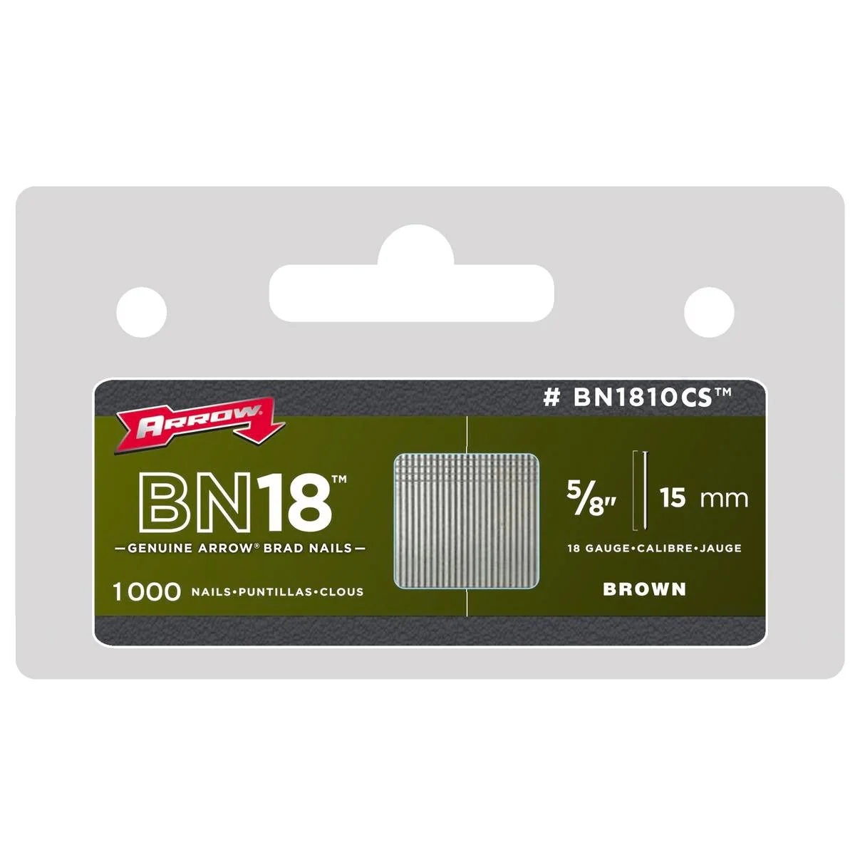 Arrow 15mm Brown Brad Nails 1000 Pack - 18-Gauge Steel - Ideal for Woodworking