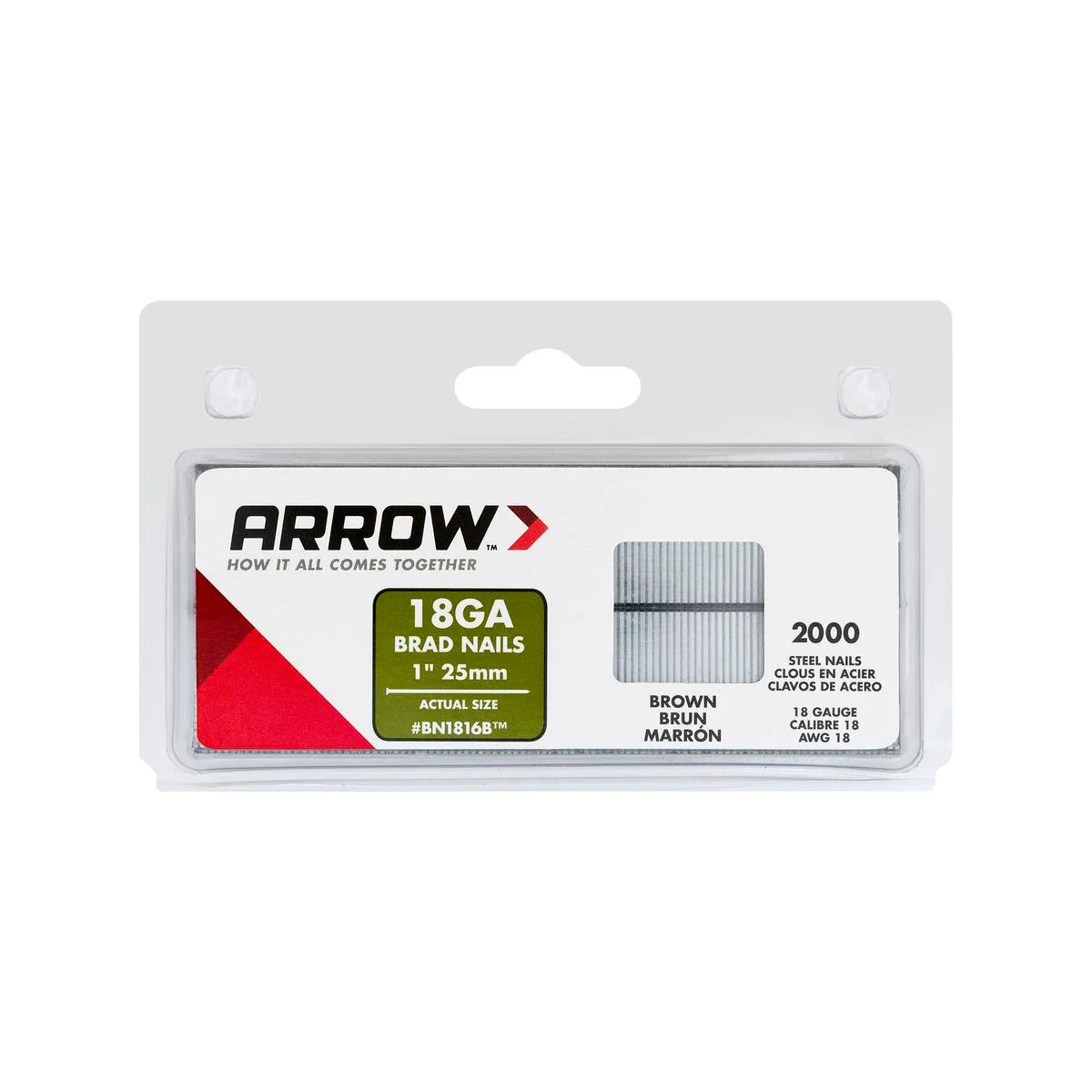 Arrow Brad Nails - 25mm - Steel - Brown Head