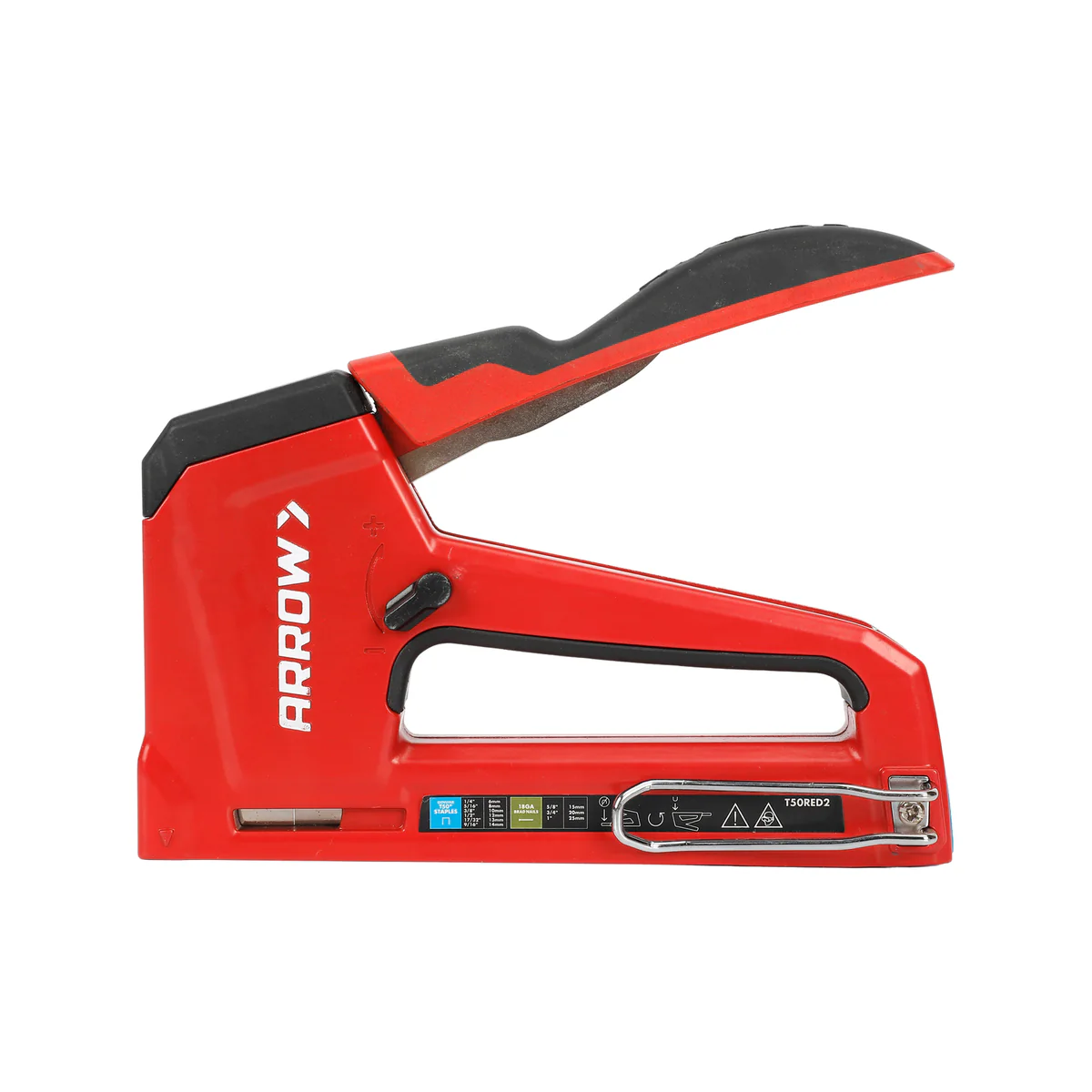 Arrow Professional Manual Staple Gun - T50 Compatible - Red - Ergonomic Design