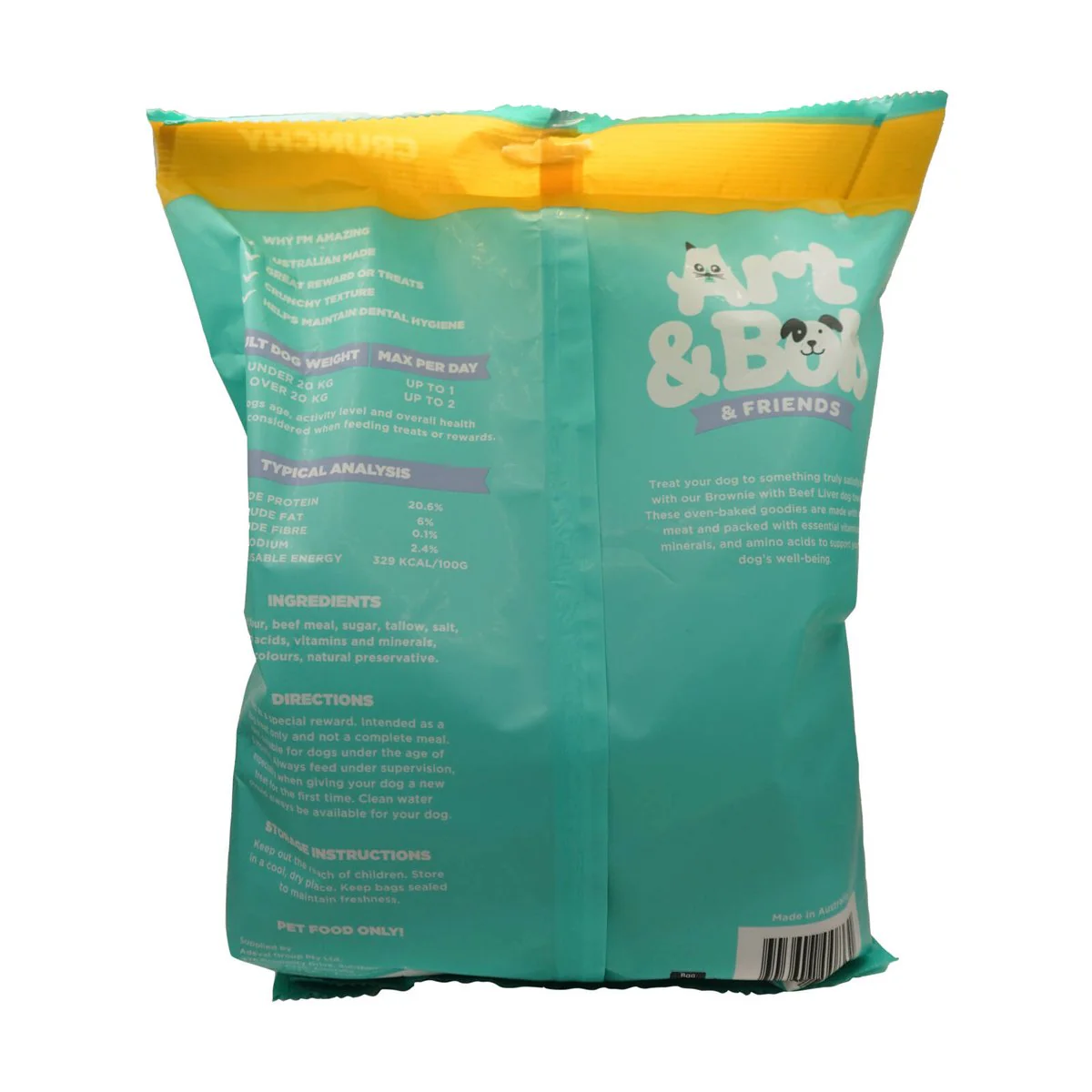 Art Bob Brownie with Beef Liver Bites Dog Treats 750g - Crunchy Biscuits - Supports Dental Hygiene - Image 2