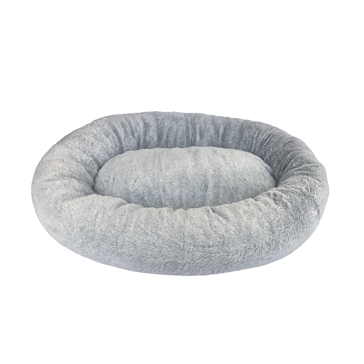 Art Bob Plush Donut Bed - 680 x 800mm - Grey - Two-Tone Faux Fur - Medium Pets - Image 3