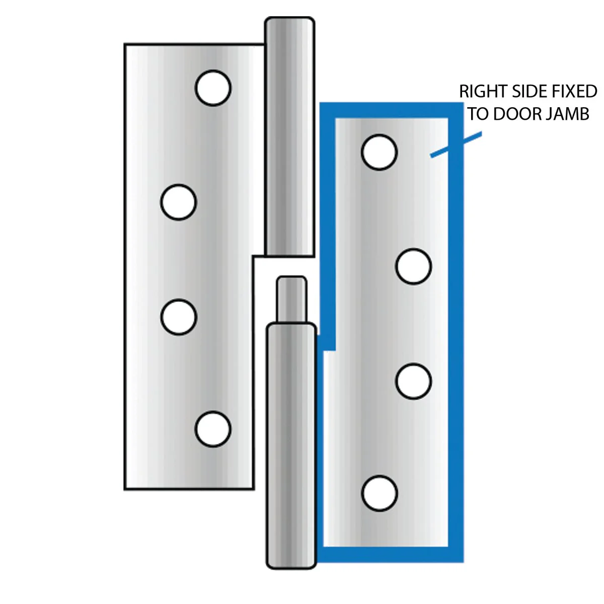 Austyle Right Hand Lift Off Hinge - 100 x 75 x 2.5mm - 304 Stainless Steel - 1 Pack - Image 2