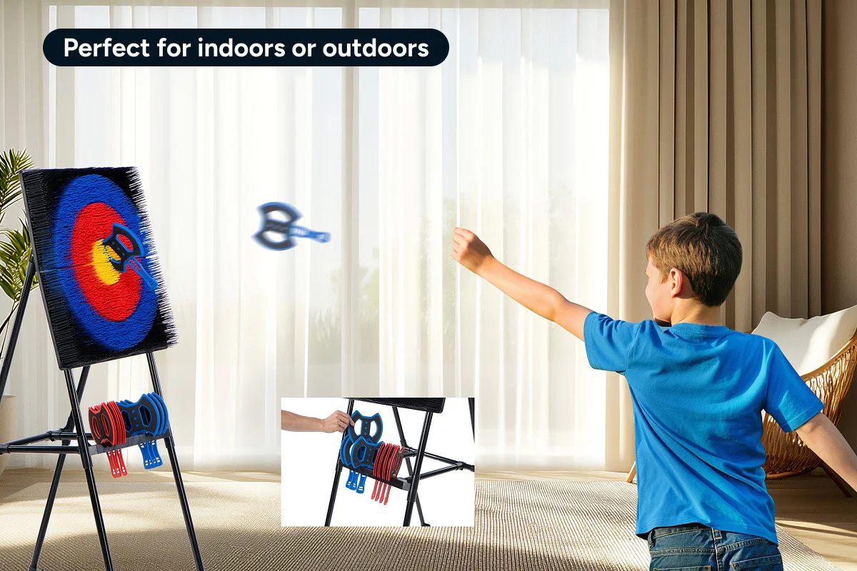 Axe Throwing Target Game with 8 Foam Axes - Durable Backyard Fun - Image 5