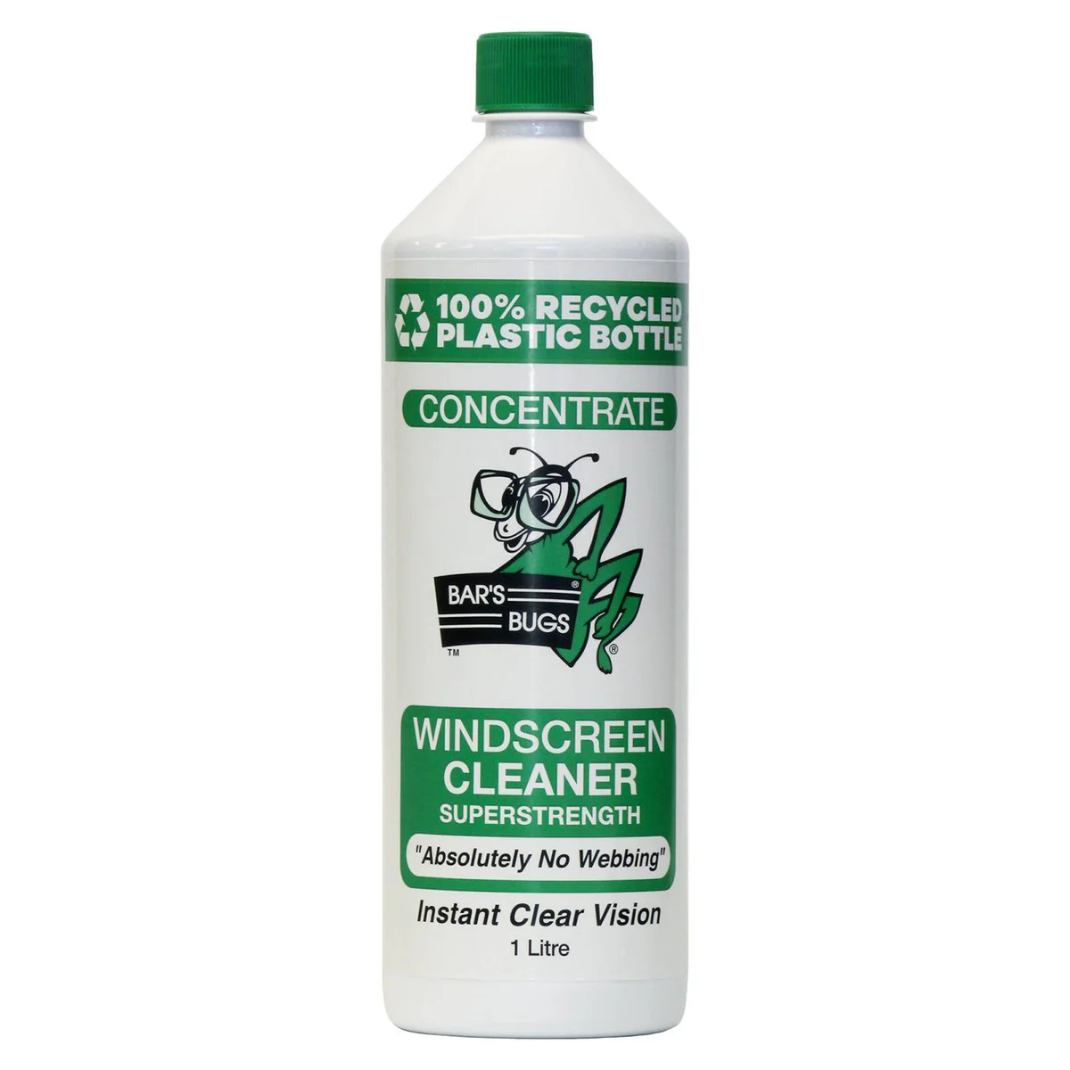 Bar S Bugs Windscreen Cleaner Concentrate - 1L - Non-Toxic - Green - Removes Bugs