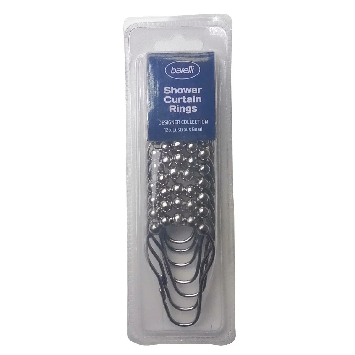Barelli Chrome Shower Curtain Rings with Rollers - 12 Pack - 15mm x 8mm x 5mm - Image 3
