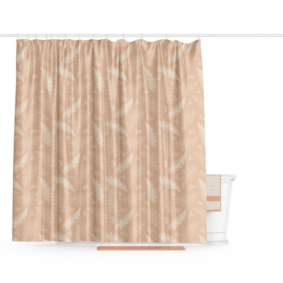 Barelli Polyester Shower Curtain - 210x180cm - Long Drop Ferns Amberlight - Water-Resistant - Image 2
