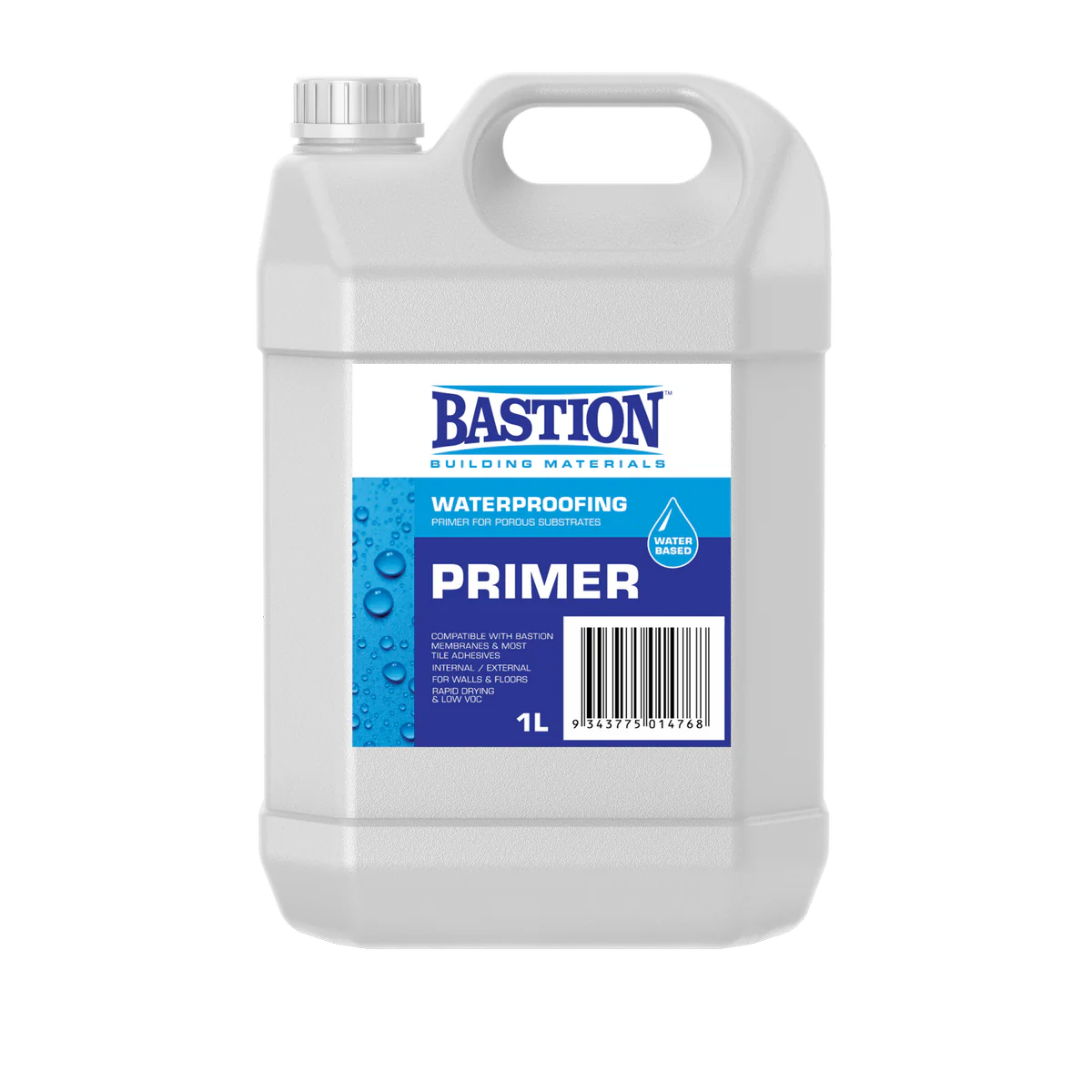 Bastion Water Based Primer - 1L - Low VOC - Rapid Drying - For Porous Surfaces