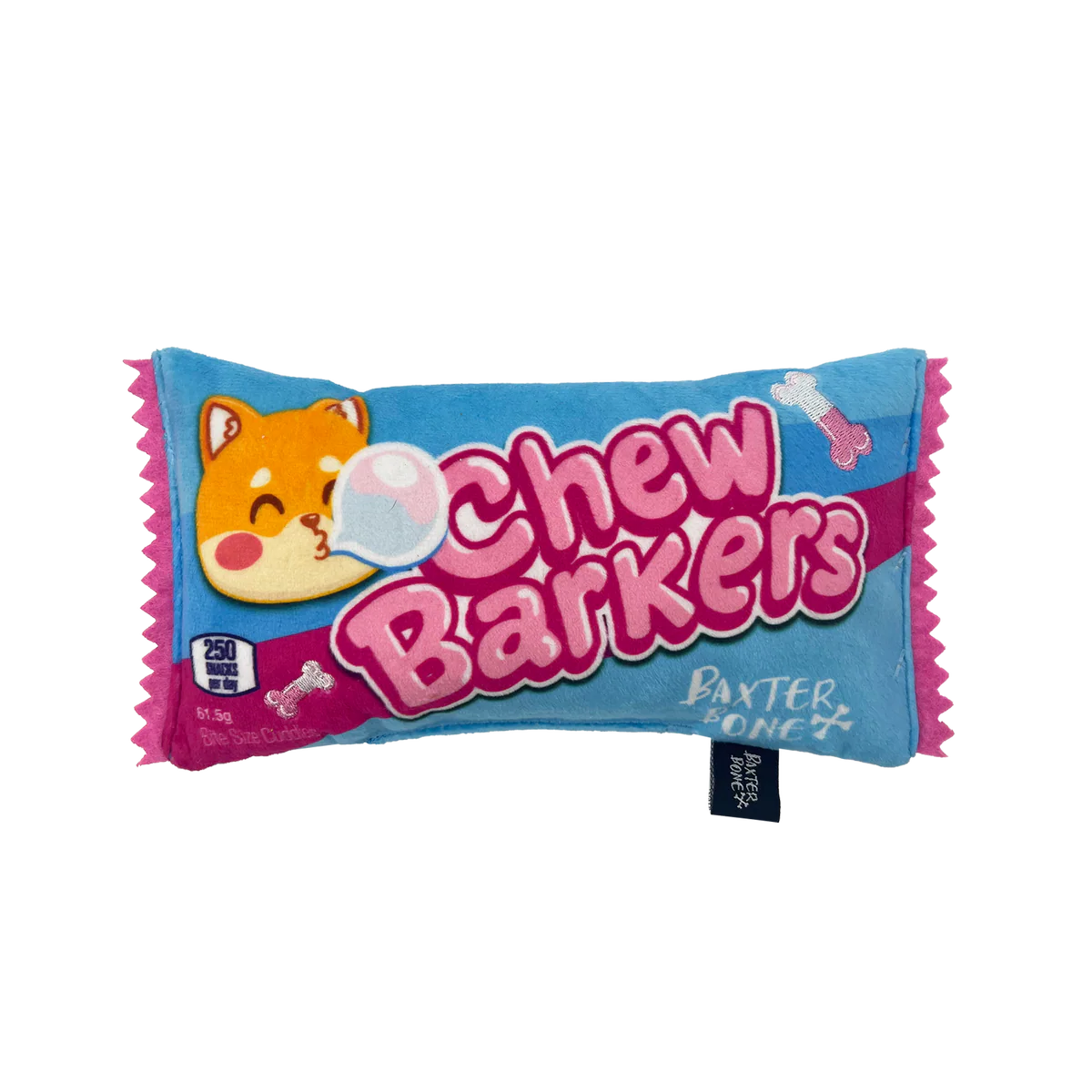 Baxter Bone Chewbarkers Plush Pet Toy - 200mm x 110mm x 40mm - Durable Squeaker