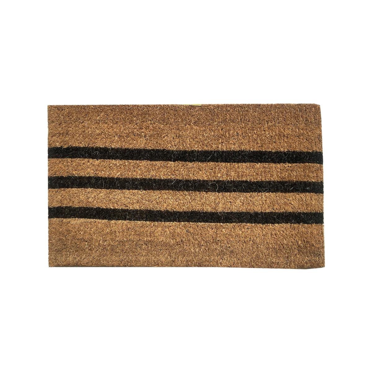 Bayliss Black Vector Stripe Mat - 45 x 75cm - Durable Coconut Fibre - Outdoor Use