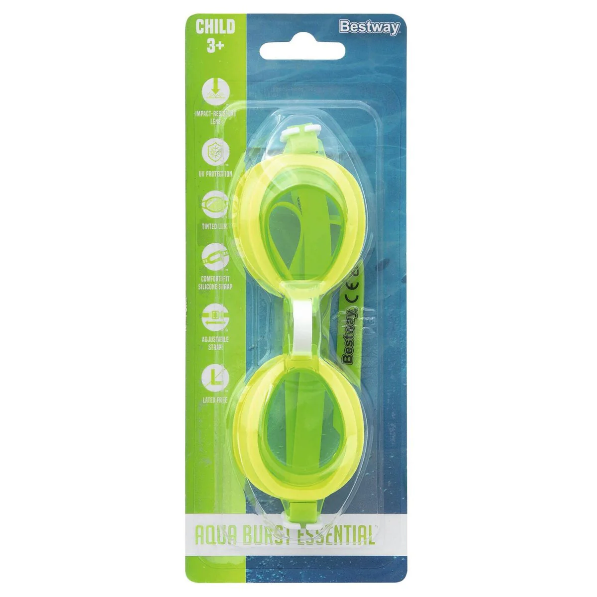 Bestway Aqua Burst Essential Goggles Kids 3 - Impact-Resistant - UV Protection - Adjustable Fit - Non-Latex - 80mm x 205mm x 32mm - Image 4