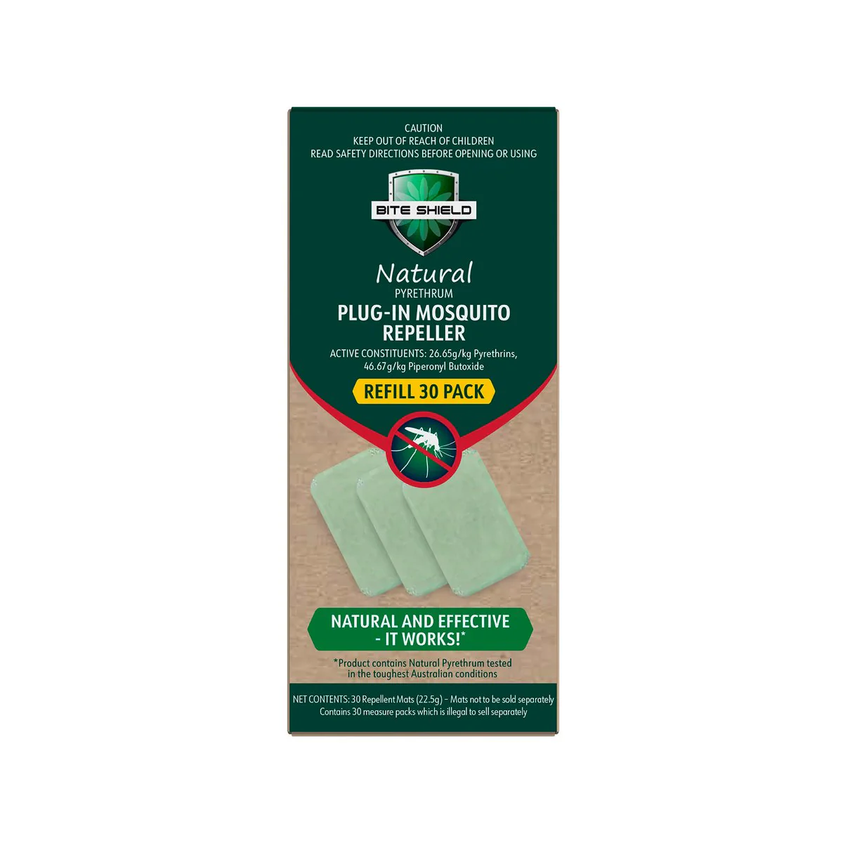 Bite Shield Plug-In Mosquito Repeller Refills 30 Pack - 30 Mats - Green - Natural Protection - Image 3