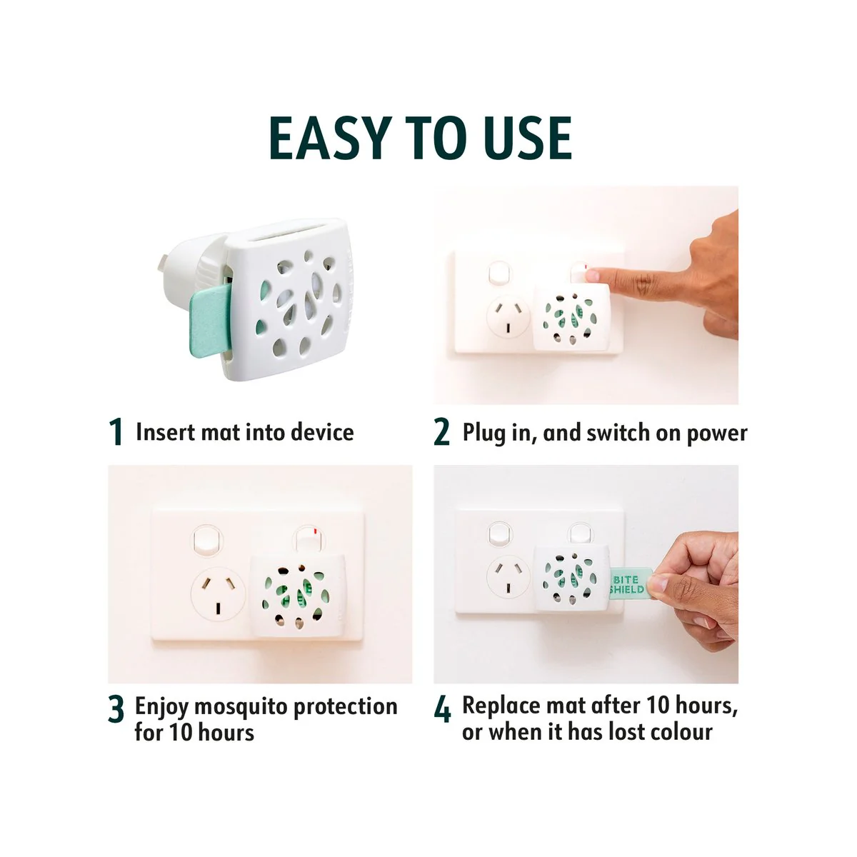 Bite Shield Plug-In Mosquito Repeller Refills 30 Pack - 30 Mats - Green - Natural Protection - Image 5
