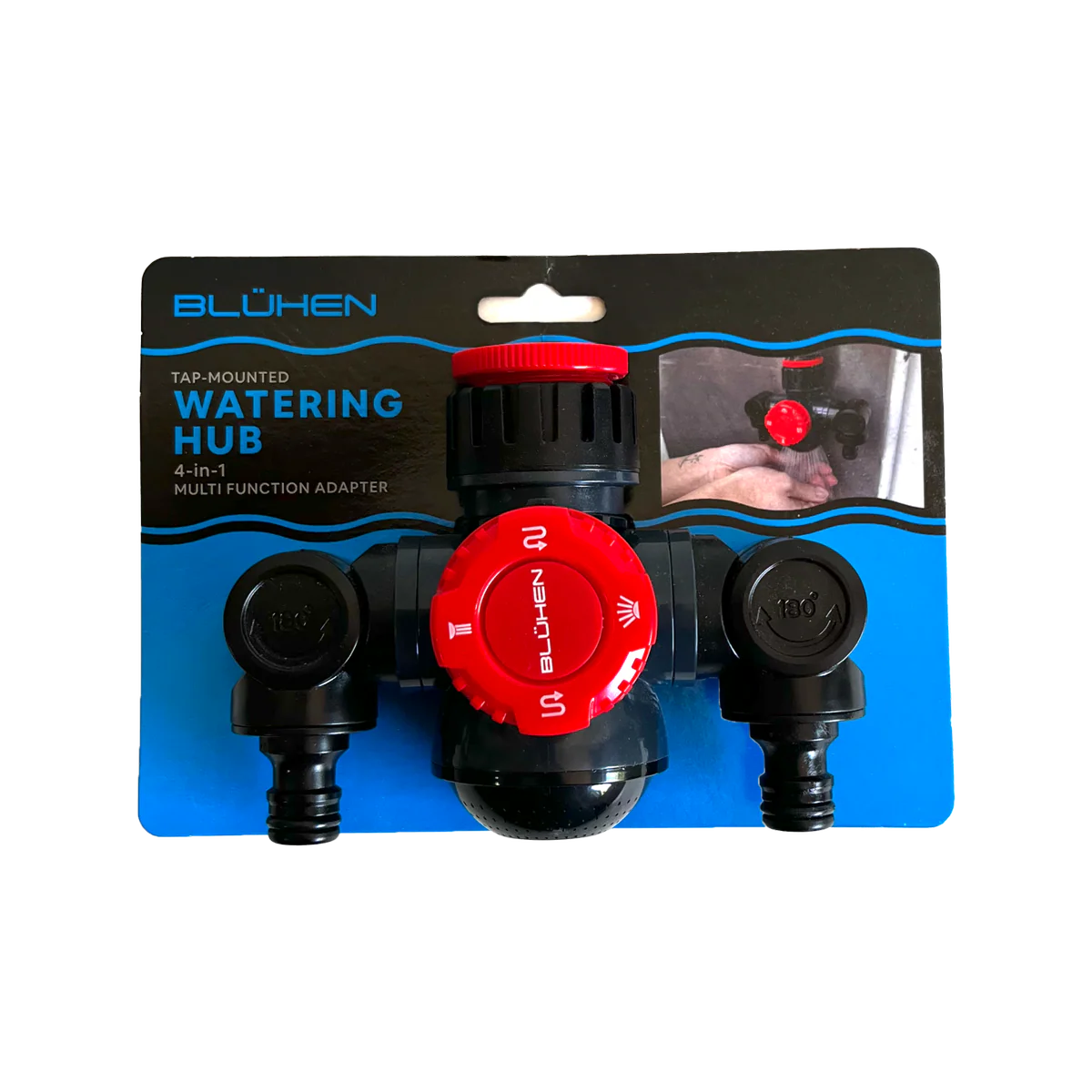 Bluhen 4 in 1 Mounted Tap Watering Hub Adaptor - 140mm x 110mm x 75mm - Multifunctional
