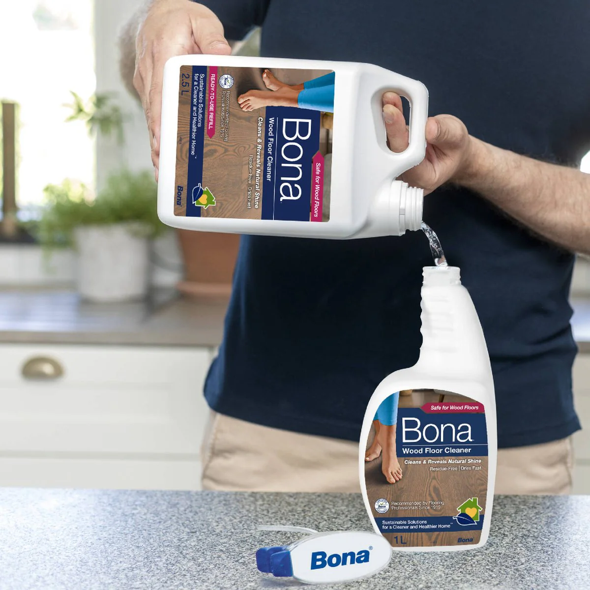 Bona Cleaner Wood Floor 1L Trigger - pH-Balanced - Fast-Drying - Image 2