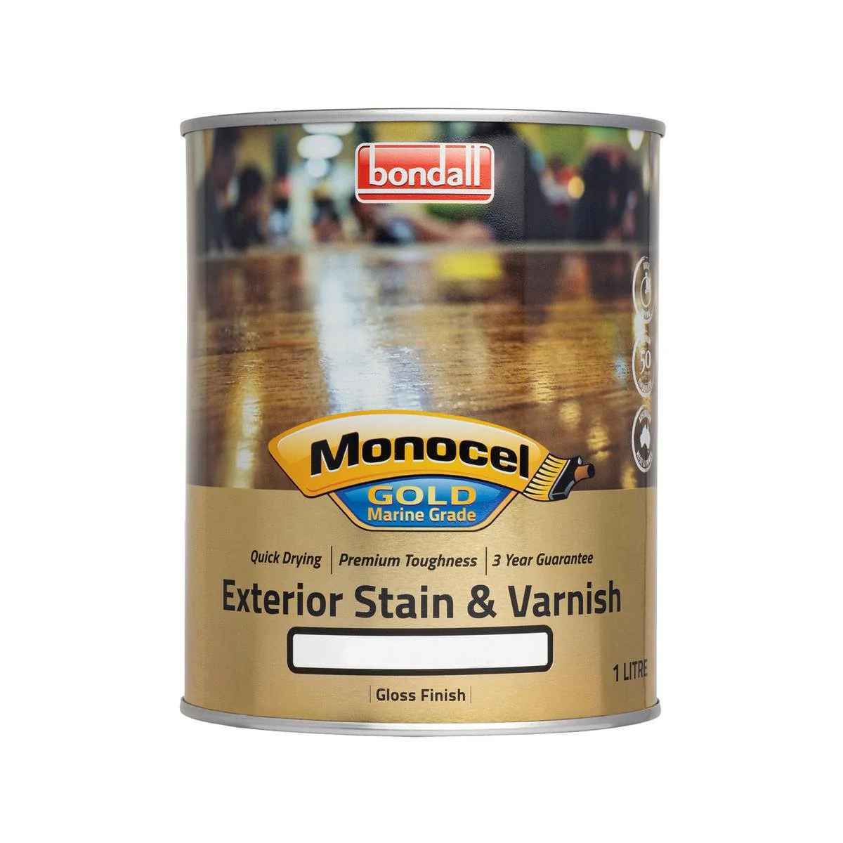 Bondall 1L Jarrah Monocel Gold Marine Grade Stain Varnish UV Resistant
