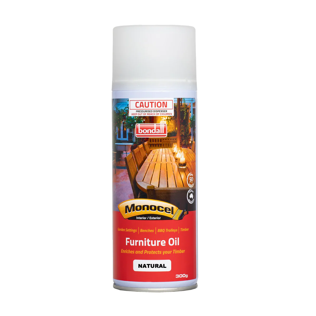 Bondall Natural Monocel Furniture Oil 300g Oil Tough Waterproof Finish
