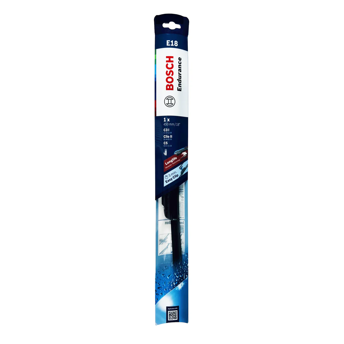 Bosch 18" 450mm Flat Blade Endurance Wiper Blade - Hook Type Adapter - Durable Rubber - Smooth Wiping Action - Image 2