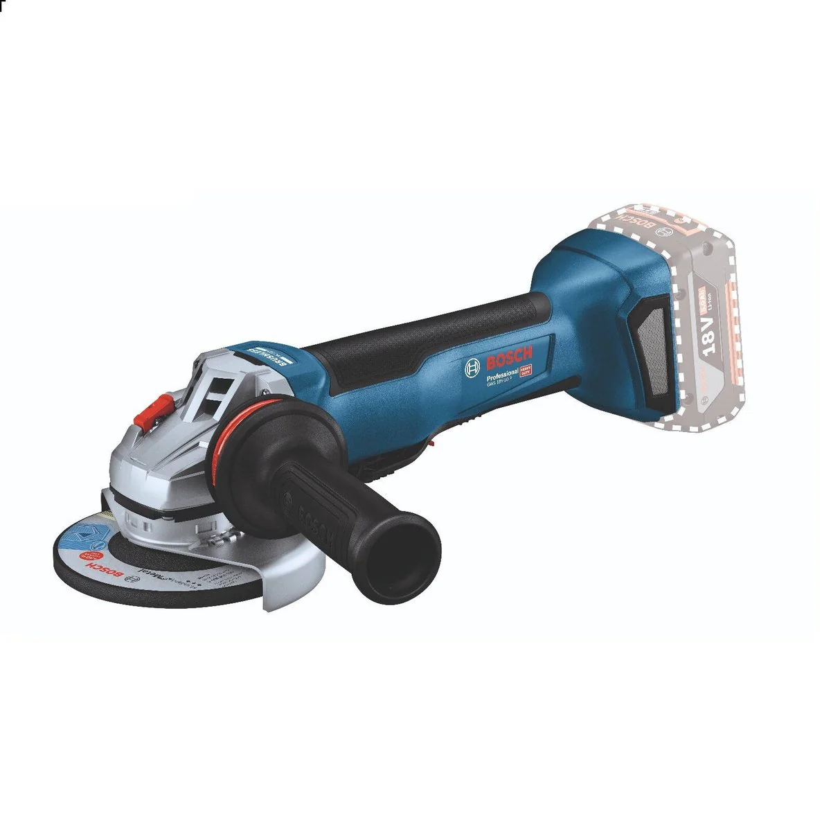 Bosch 18V Professional Angle Grinder Skin Only - 134mm x 162mm x 387mm - Brushless Motor - KickBack Control