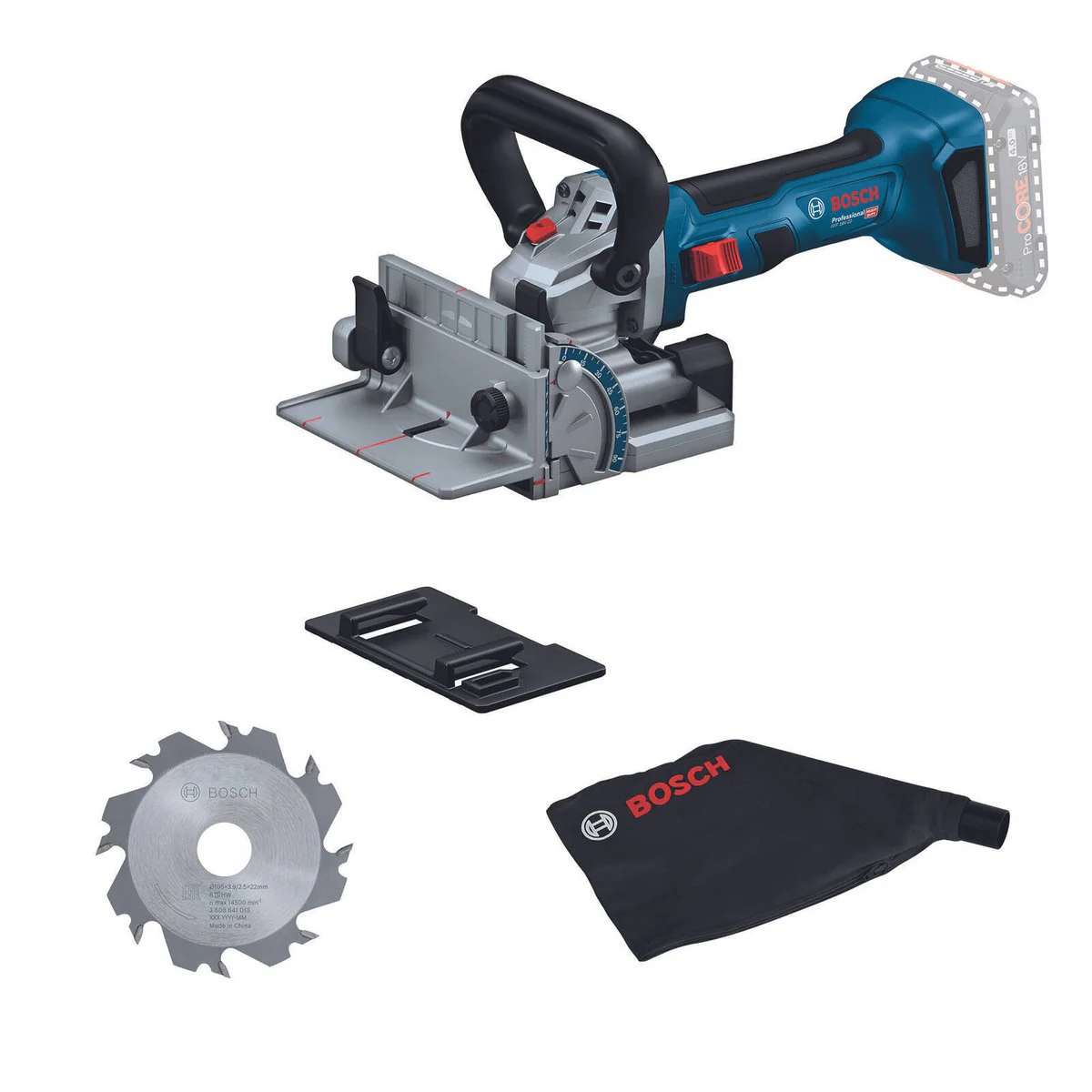 Bosch 18V Professional Biscuit Joiner Skin Only - Cordless - 150mm x 188mm x 416mm