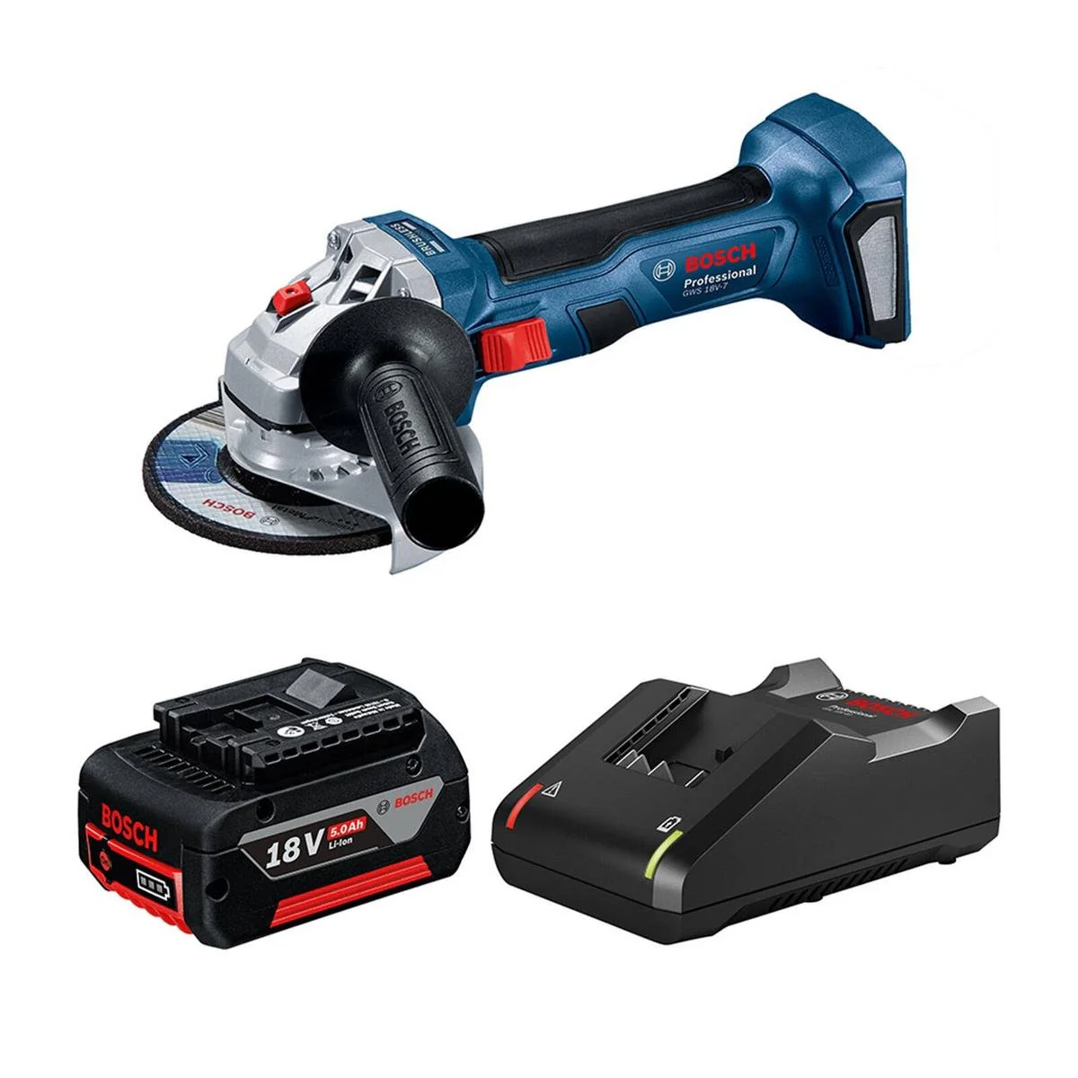 Bosch 18V Professional Brushless Angle Grinder Kit 5.0Ah - 224mm x 116mm x 293mm - Lightweight, Ergonomic Design