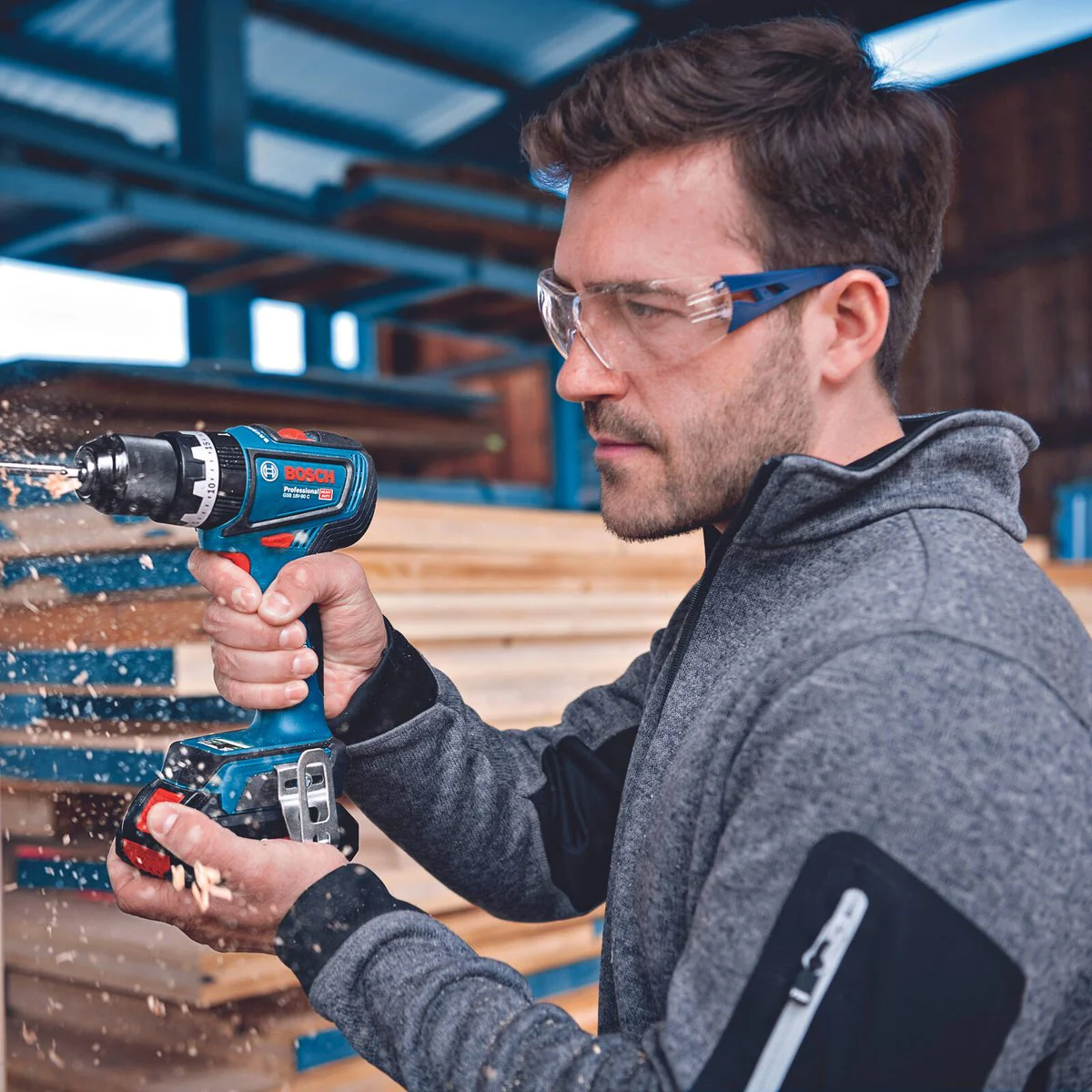 Bosch 18V Professional Hammer Drill Impact Driver Grinder Circular Saw - 4 Piece Kit 2x5.0Ah - 64Nm Torque - Image 3