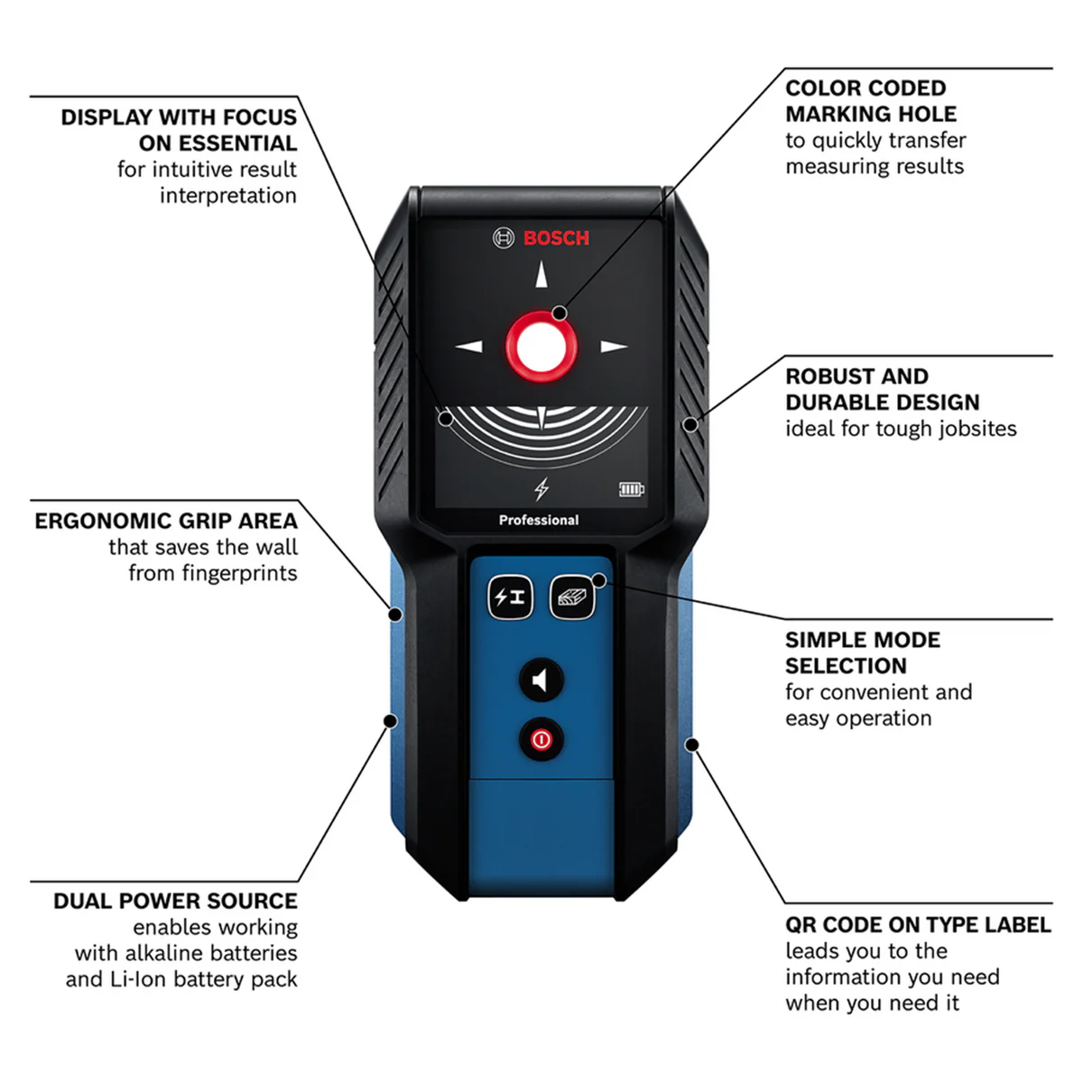 Bosch Professional Cordless Detector GMS 120-27 - 120mm - IP54 - Metal & Live Wire Detection - Image 2