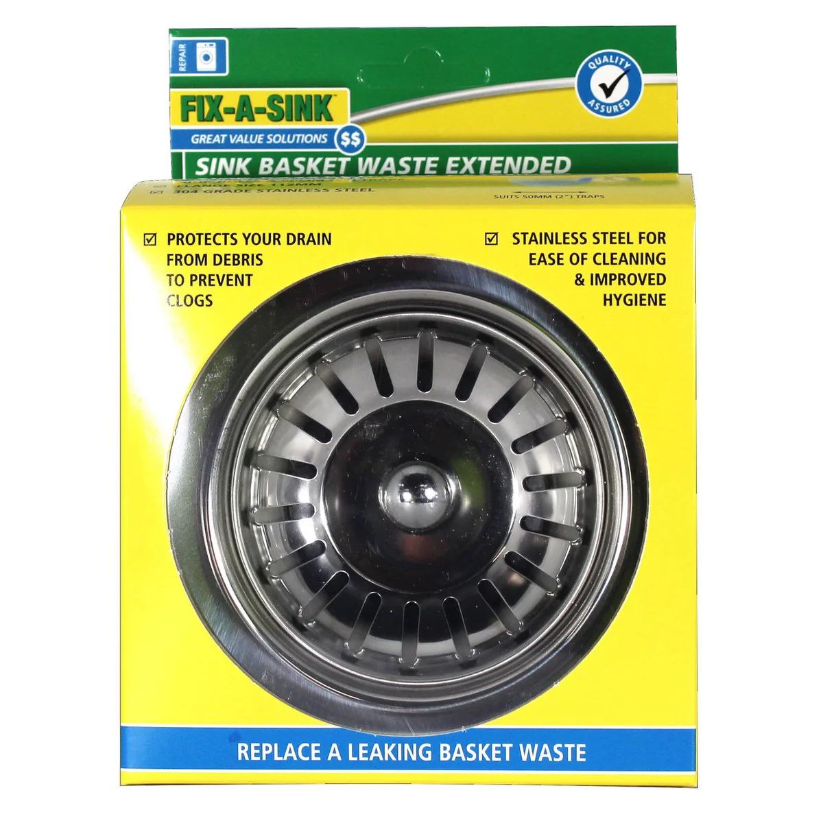 Boston Stainless Steel Sink Basket Waste - 90mm x 50mm - Easy Clean - Image 3