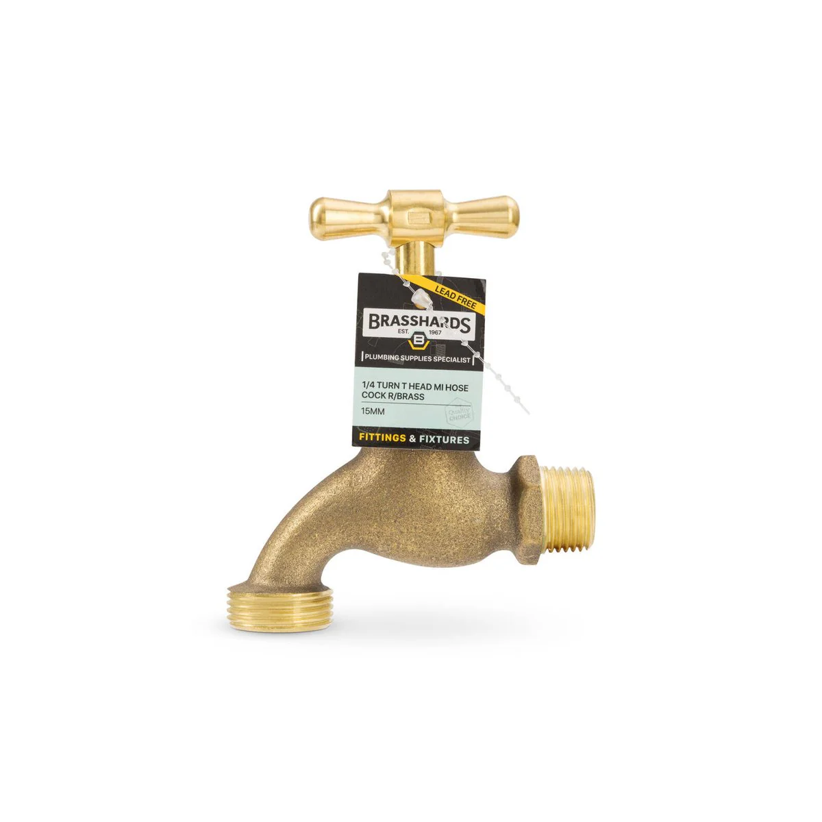 Brasshards 1/4 Turn T Head Mi Hose Tap 15mm Lead-Free Brass - Durable Design - Image 3