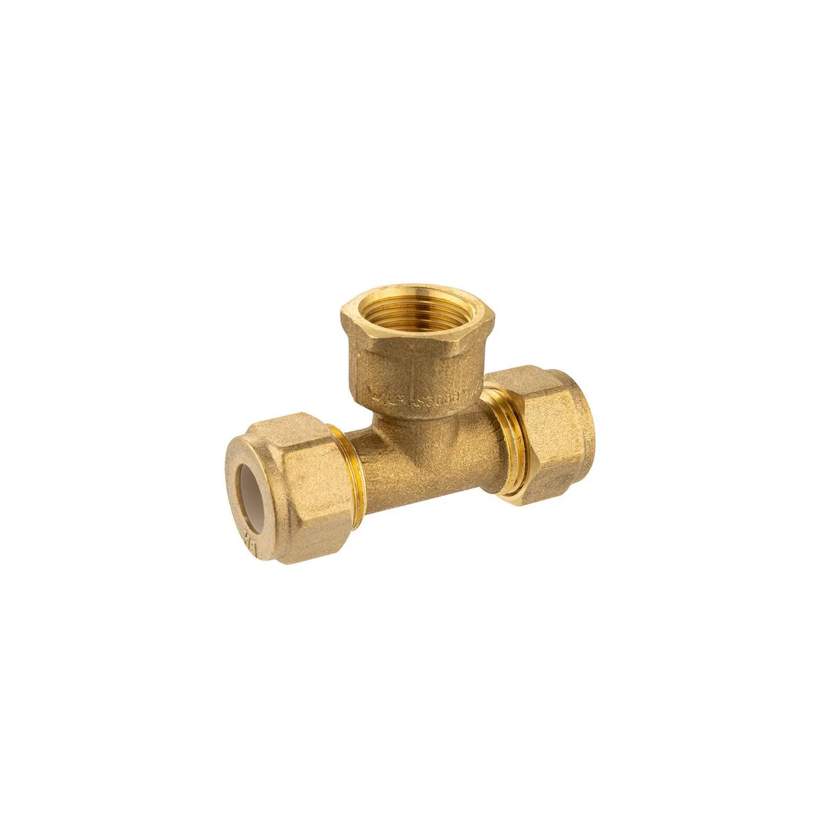 Brasshards Brass Female Centre Compression Tee 15c x 15c x 15fi - Lead-Free - Tool-Free Installation