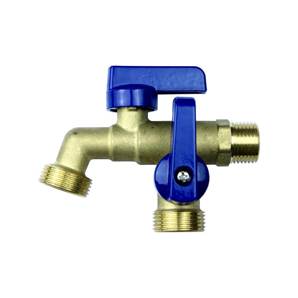 Brasshards Dual Mi Hose Tap 15mm Lead Free - Dual Outlets - Brass