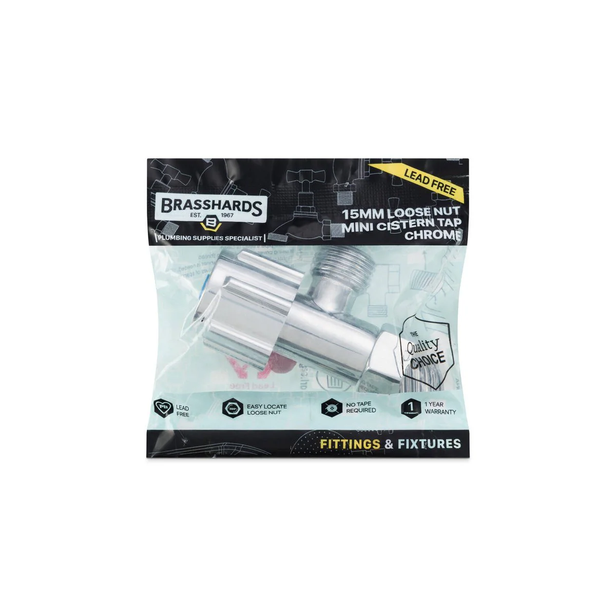 Brasshards Loose Nut Mini Cistern Tap 15mm Chrome - Lead Free - Easy Install - Image 3