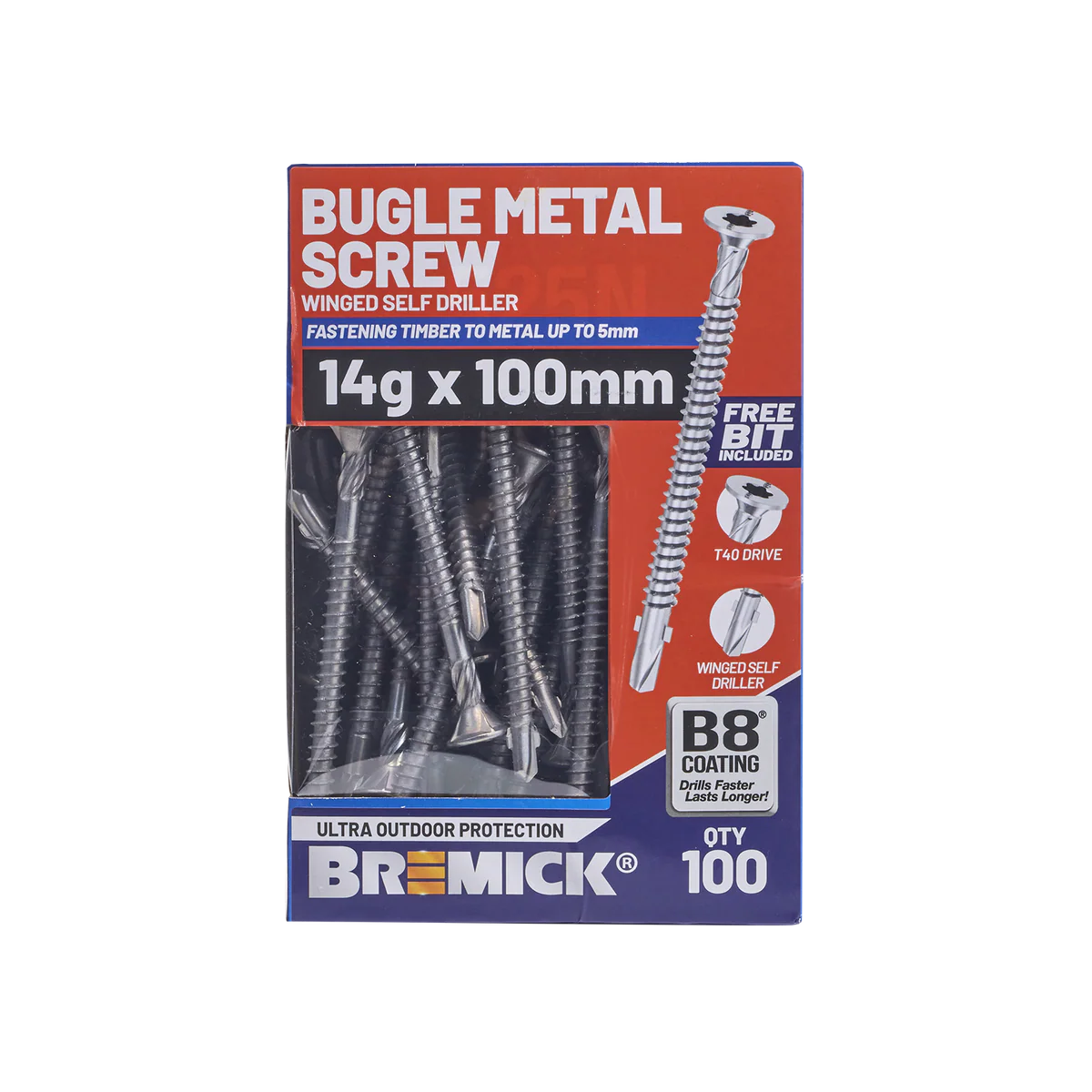Bremick Metal Bugle Screw 14g x 100 - T40 - B8 Coating - 5mm Fastening - Image 2